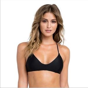 RVCA solid cross back bikini top black medium new